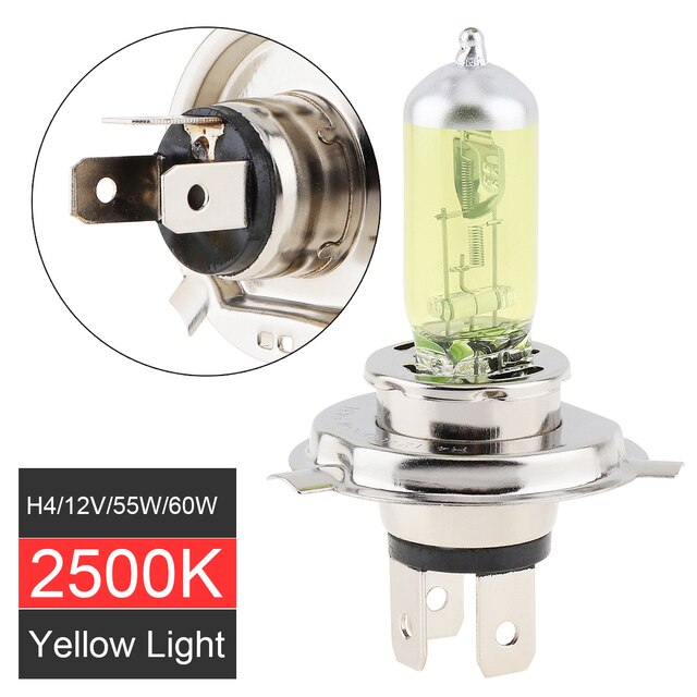 Halogeen Lampen 12V H1 H3 H4 100/55W 2500K Geel Licht Super Heldere Auto Koplamp mist Lamp Auto Lichtbron Parkeerplaats: H4 55W 2500K Yellow