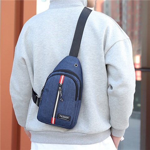 Litthing Men's Small Chest Sling Bag Travel Hiking Cross Body Messenger Shoulder Bag Solid Men Canvas Bag