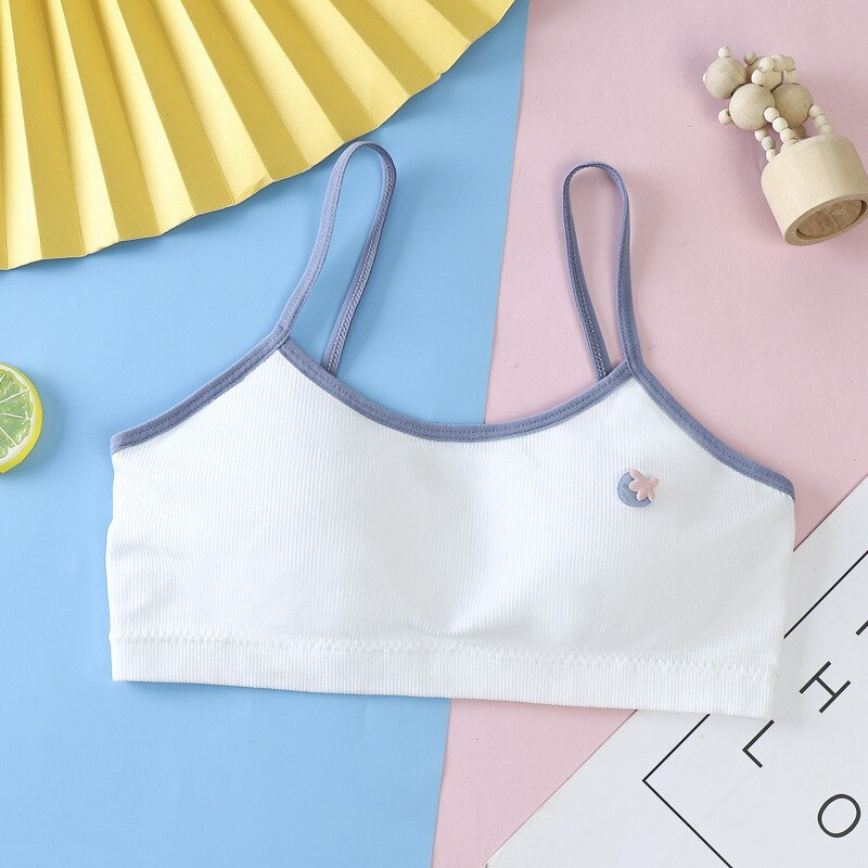 Sous-vêtements d'entraînement pour filles, soutien-gorge d'entraînement en coton doux pour adolescentes: White