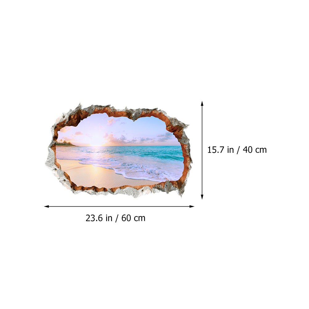 3D Stereo Gat Landschap Muurstickers Oceaan Strand Decoratieve Schilderkunst Home Achtergrond Muur Waterdicht Stickers Home Decor