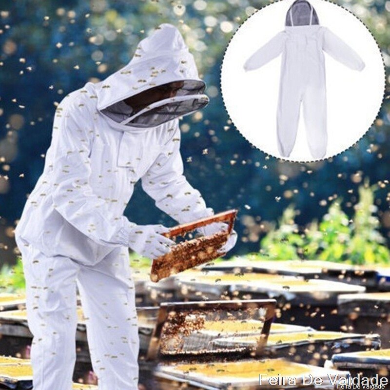 Katoen Full Body Bijenteelt Kleding Sluier Hood Hat Anti-Bee Jas Speciale Beschermende Kleding Bijenteelt Bee Pak Apparatuur