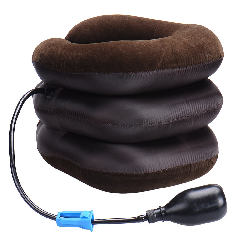 Inflatable Neck Brace Massager Cervical Pillow Device Air Traction Therapy: Chocolate