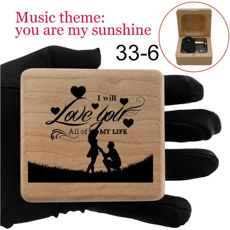 You are my sunshine music box wind up mechanical love quotes print wood dad birthday party family for wife Son Daughter