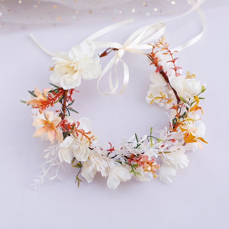 Nueva y dulce guirnalda de mimbre para novia de imitación, tocado Floral, tocado para el pelo, accesorios para el cabello para fotografía de playa