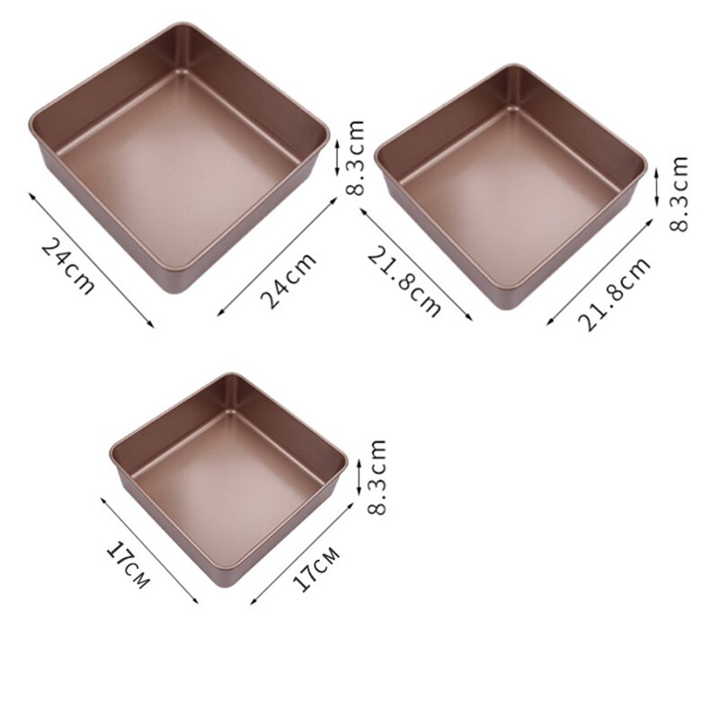 3 Size Square Cake Baking Dishes Bread Tin Tray Non-Stick Cheese Mousse Loaf Pans Brownie Cake Decorating Tools