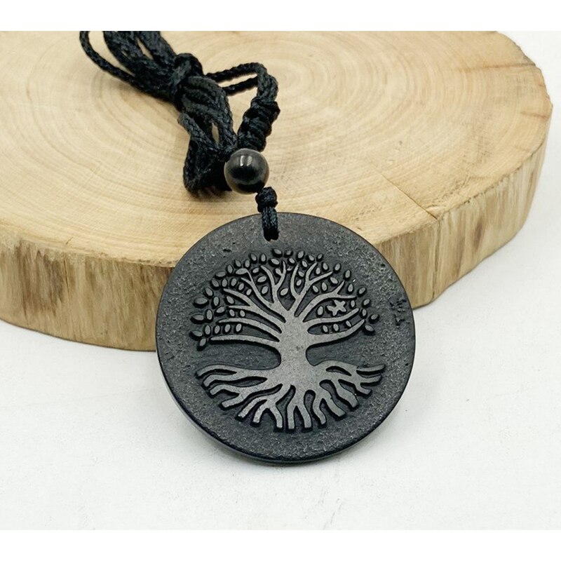Russische Natuurlijke Authentieke Shungite Hanger Steen Emf Neutraliserend Shungite Ketting Sieraden Anti Stralingsbescherming 5G Blocker: Tree of life