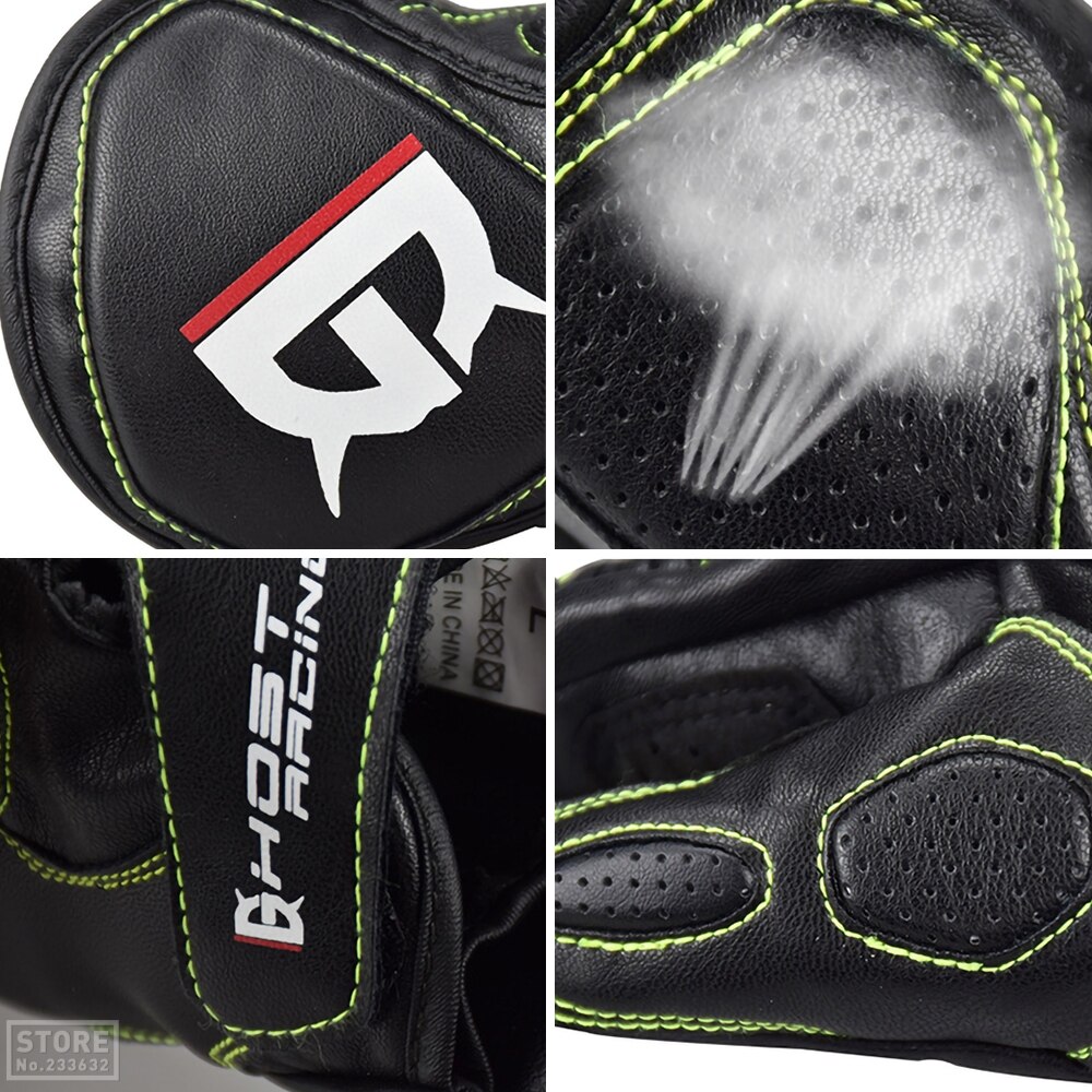 GHOST RACING Guantes de Motocicleta Guantes para motocross de verano de medio dedo Guantes para motocross de fibra de carbono Guantes de Moto transpirables