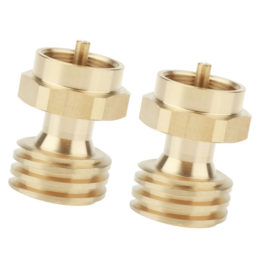2xUniversal Brass Gas Bottle 1 lb to 20 lb Propane Tank Adapter Converter