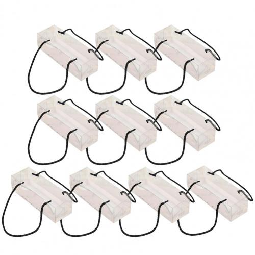 10Pcs Transparent Cake Boxes Durable Lightweight Transparent Cake Swiss Roll Bags for Home Bakery Kitchen: Black S