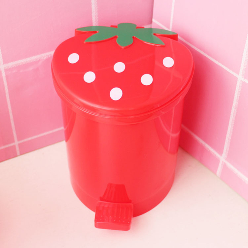 Mini Cute Desktop Trash Can With Lid Strawberry Trash Can For Desk Kitchen Trash Can Girls Kids Kids Room Decor: B-10x9x10.5cm
