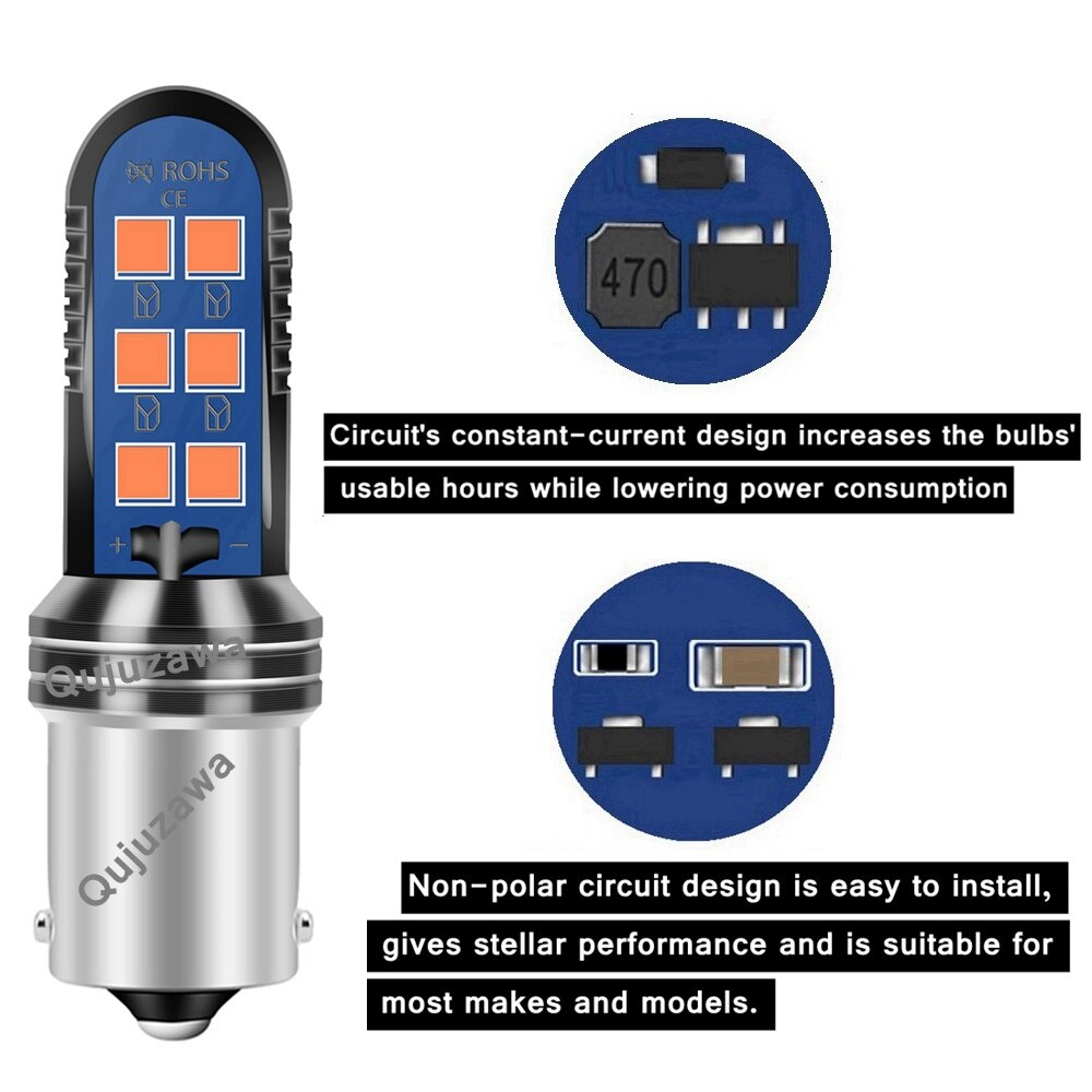 Bombillas LED superbrillantes para coche, luz de marcha atrás de 12V, 2 piezas, BAY15D P21/5W 1157 BA15S P21W BAU15S 1156