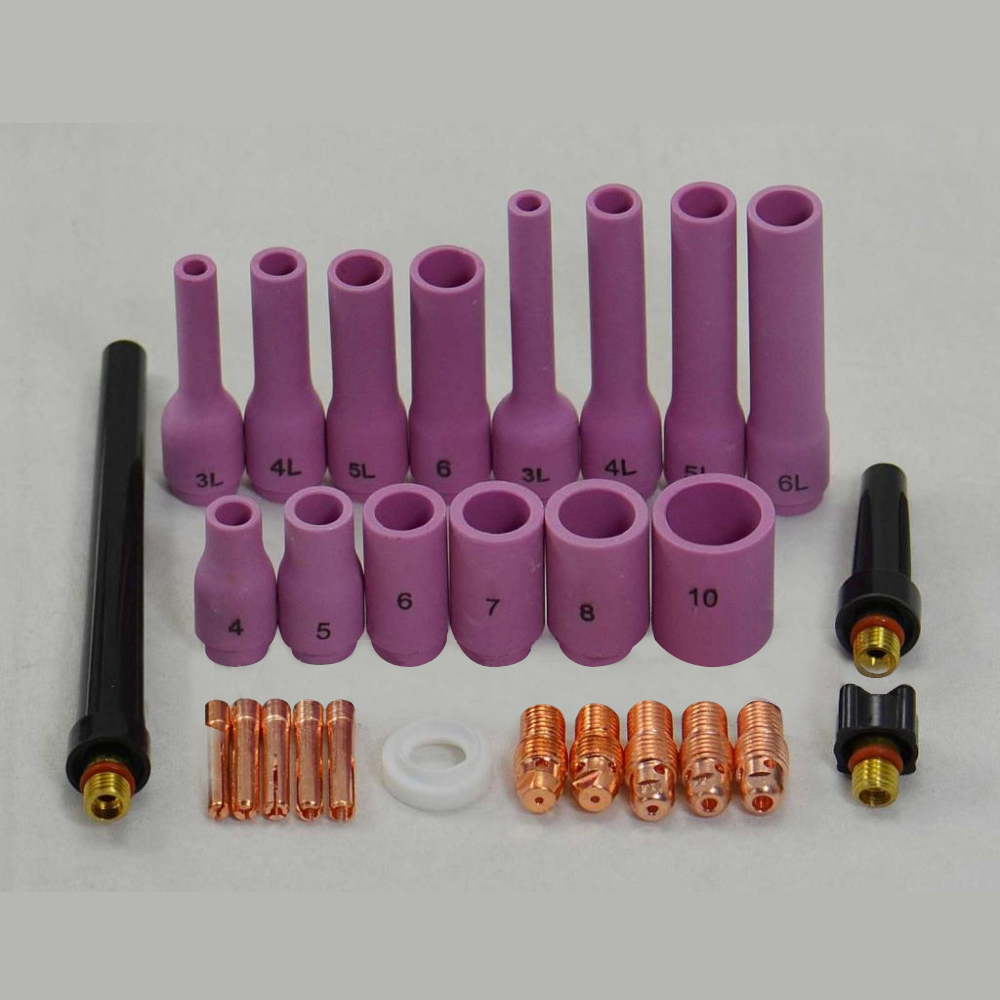RIVERWELD TIG Collet Body Alumina Nozzle Back Cap Kit – Fits WP9 WP20 WP25 WP28 Torches, 28pc