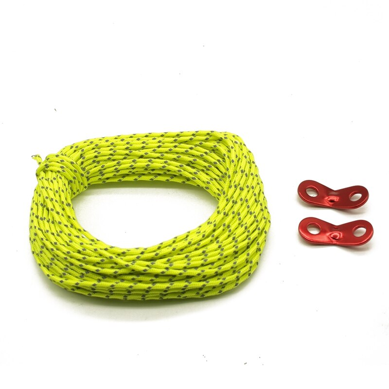 Cuerda fluorescente para tienda de campaña, cuerda de nailon de poliéster que brilla en la noche, para encuadernar, accesorios de acampada al aire libre, senderismo, accesorio para exteriores, 15M: yellow