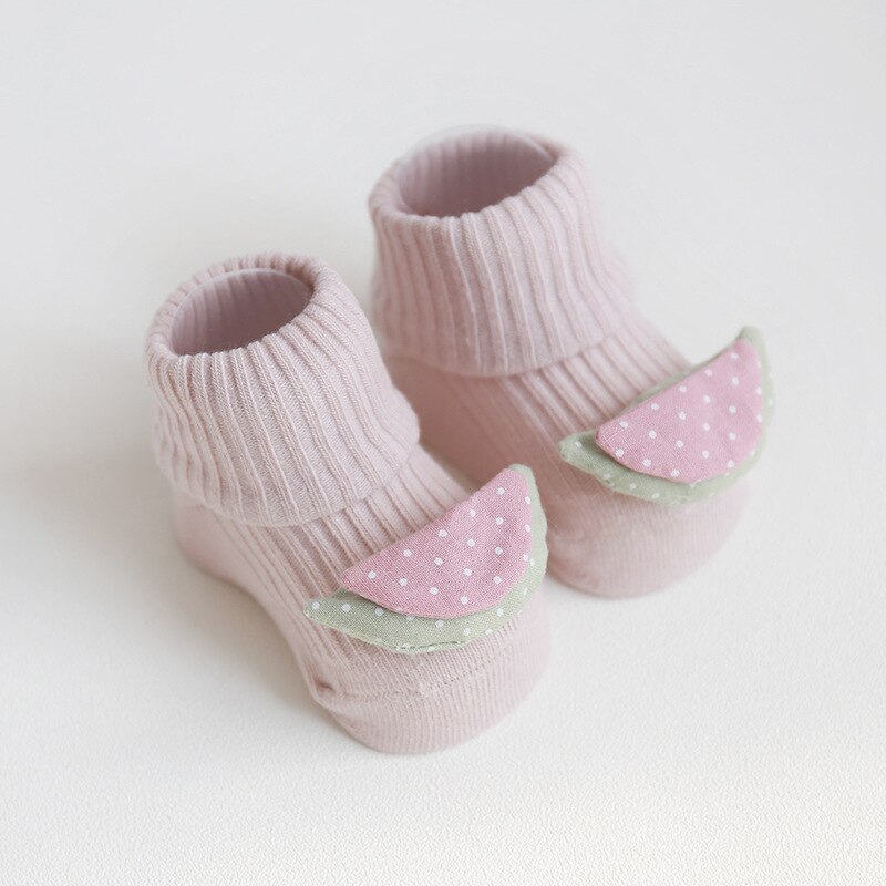 Ankomster nyfödd baby strumpor halkskydd promenadstrumpor härlig frukt fast pojke tjejer höst klädtillbehör: 3 / S (6-12m)