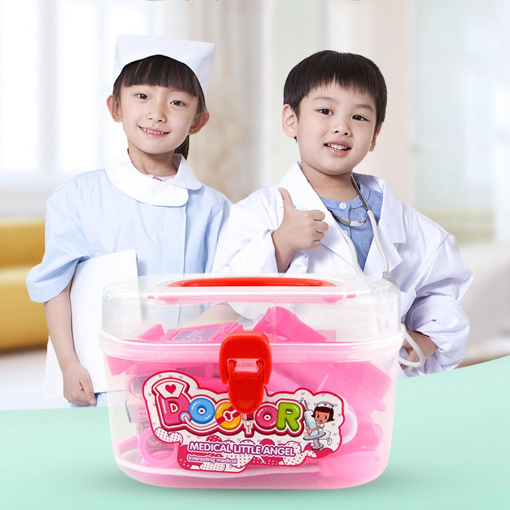 17Pcs/Set Mini Doctor Toy Pink Rich Accessories Simple Pretend Play Doctor Toy Kit for Entertainment