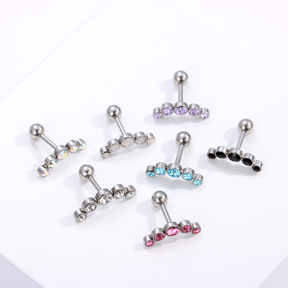 1PC Knorpel Helix Tragus Stud Ohrringe Ohr Nagel Edelstahl Bar Piercing Kristall Körper Schmuck Zubehör