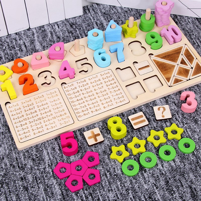 Wooden Toys Preschool Learn To Count Geometric Shape Cognition Matching Baby Early Education Teaching Aids Math Toy