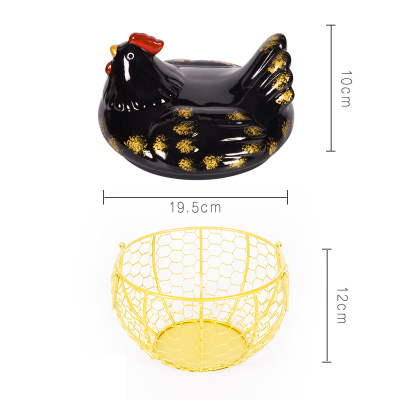 Keramische eierhouder kippengaas eiermand fruitmand collectie keramische kippenornamenten decoratie keuken opberggereedschap: 5