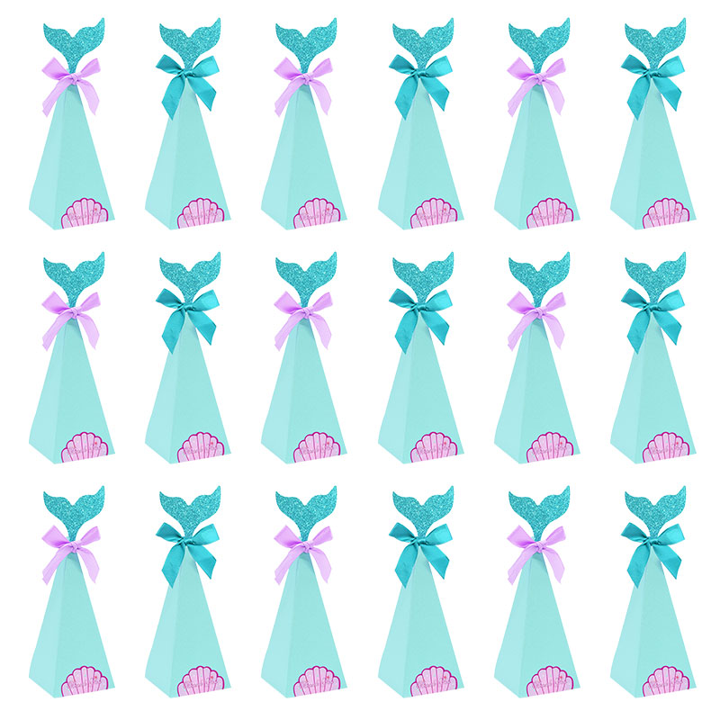 Mermaid Snoep Box Diy Papier Doos Zakken Mermaid Verjaardag Decoraties Kleine Zeemeermin Geschenkdoos Voor Kids Birthday Party Favor Supplies