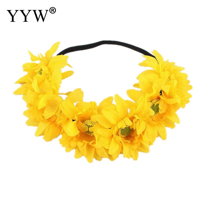 Guirnalda de flores para de boda, diadema hawaiana, sombrerería de , accesorios para el cabello, flores artificiales, banda para el pelo para novia,: yellow
