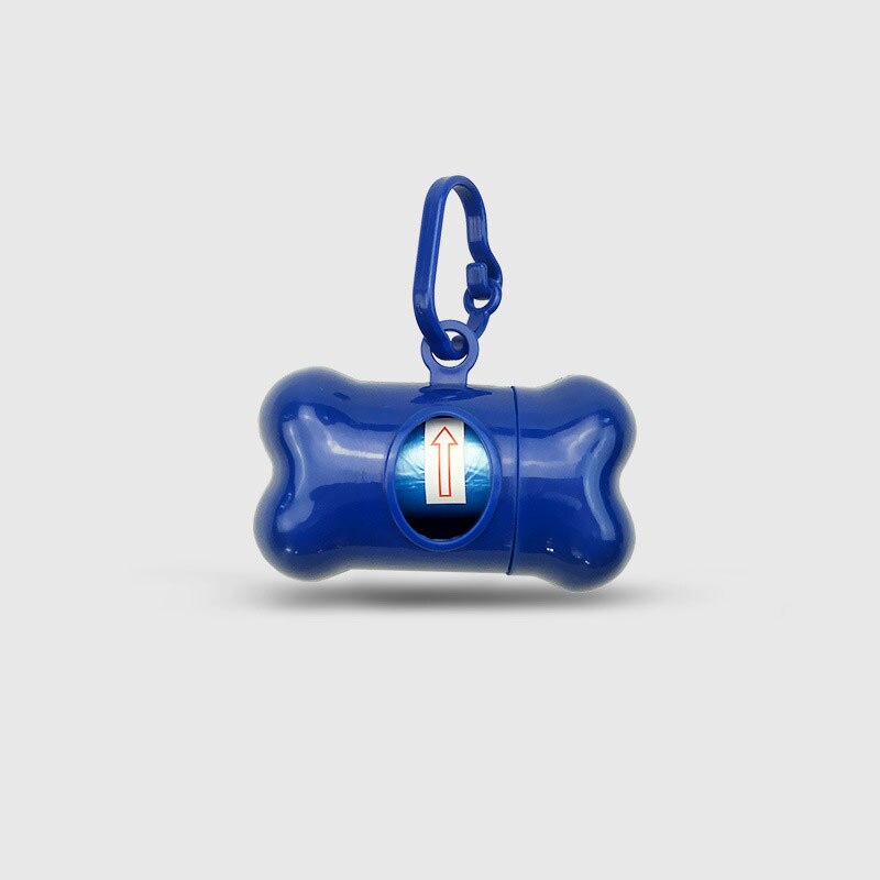 Pet Pooper scooper Bag Set Garbage Carrier Holder Pet Dog Bone Shape Trash Dispenser Storage Box for dogs cats: Blue