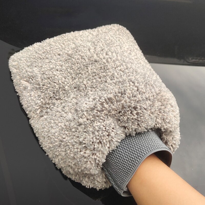 Gants De Lavage Microfibre Chenille - 2 Pièces Bleues - Pour Voiture, Meubles, Vitres - Nettoyage Sans Rayures