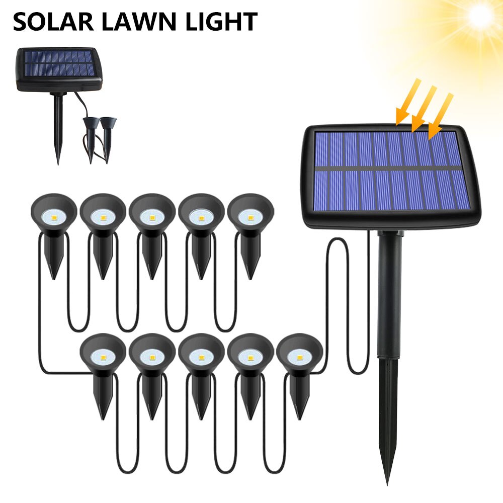 10 In 1 Led Solar Tuinverlichting Outdoor Zonne-energie Lamp Waterdicht Landschap Verlichting Voor Pathway Patio Yard Gazon Decoratie