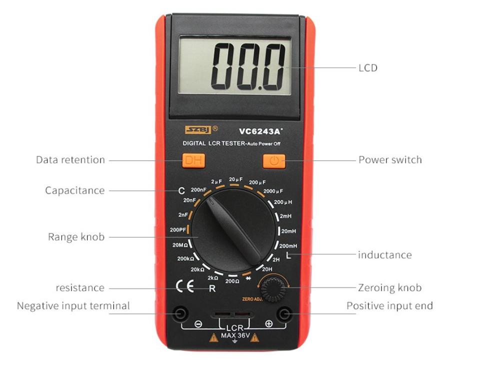 Digital LCD Meter Inductance Capacitance Resistance Tester Multimeter Crocodile Clip Measuring Tool with Bag BM4070