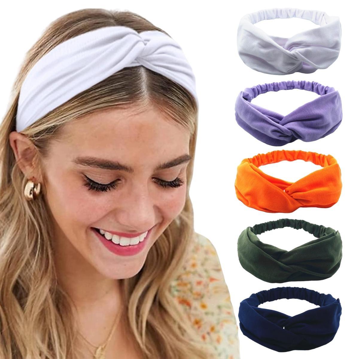 Diademas torcidas de algodón para mujer, diademas elásticas con nudo, bandas para la cabeza deportivas para Yoga, maquillaje, Spa, diadema, vendaje, accesorios para el cabello para niñas