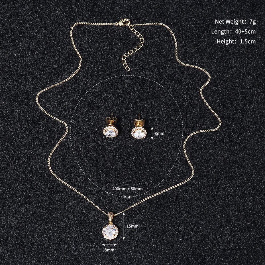 Efily Zirconia Sieraden Set Bruid Accessoires Bruiloft Crystal Ketting Bridal Stud Oorbellen Vrouwen Sieraden Bruidsmeisje