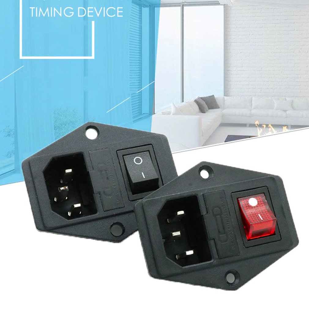 Schakelaar AC 3pin AC power socket met rode triple tuimelschakelaar statief koperen voeten met 3d bescherming zekering printer willekeurige