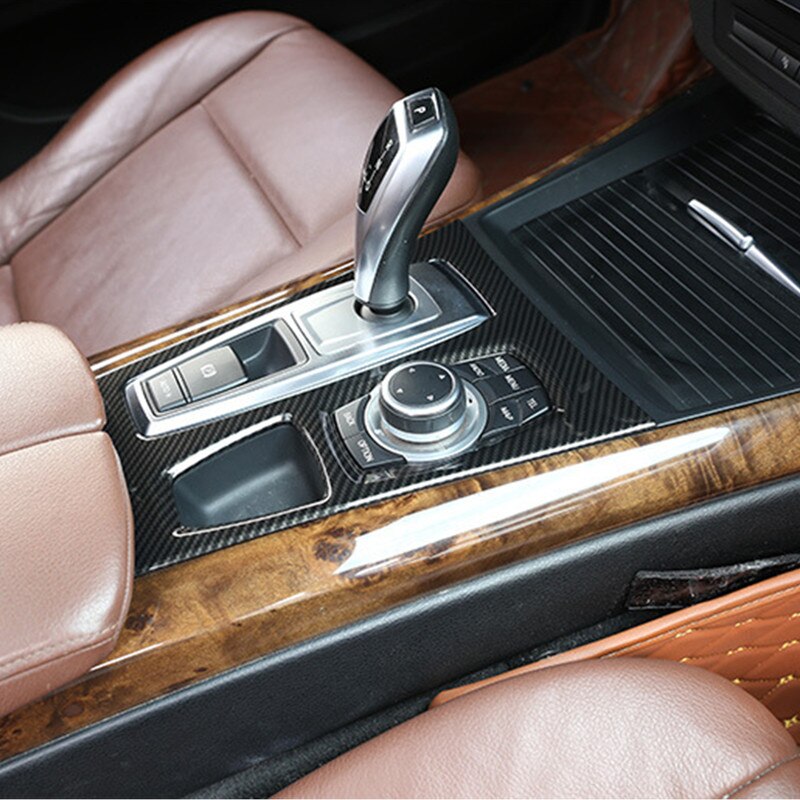 Consola Central Soporte para vasos cubierta de marco decorativo embellecedor para BMW X5 E70 accesorios interiores de Color de fibra de carbono