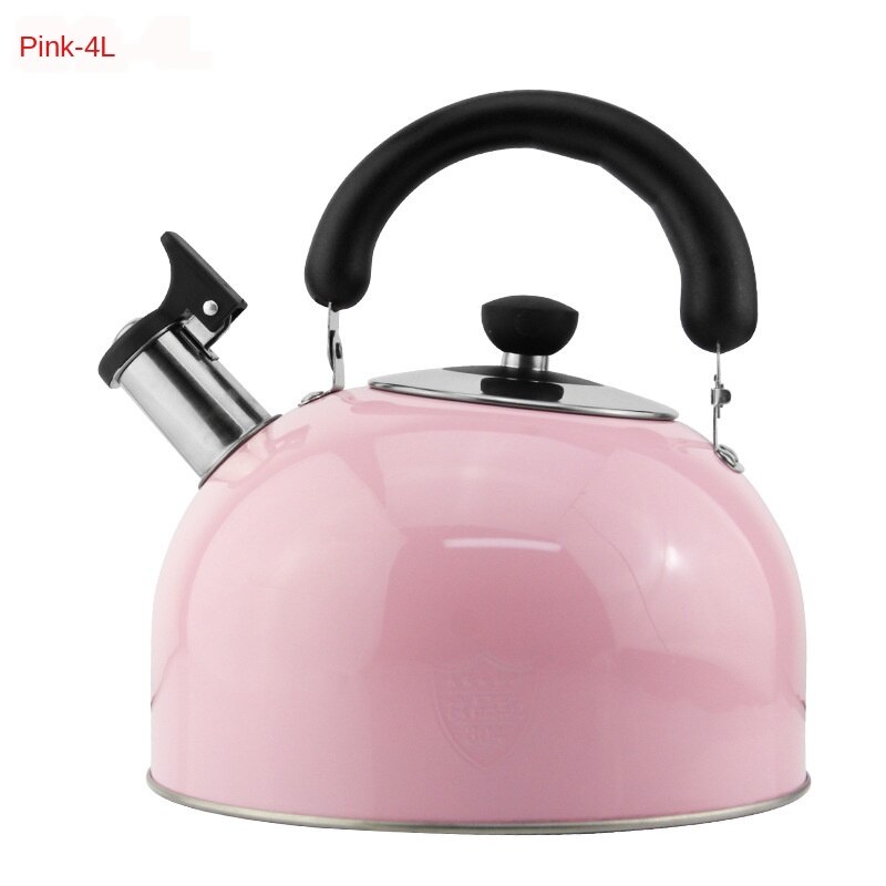 304 Roestvrijstalen Ketel Voor Gasfornuis En Inductie Fornuis Grote Capaciteit Fluitje Ketel Water Fles Keuken Benodigdheden LD614: pink 4L