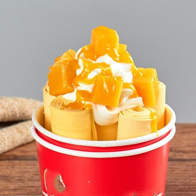 Accessoires alimentaires factices faux fruits frits rouleaux de crème glacée modèle rouleau de glace échantillon frire yaourt simulation roulé crème glacée frire yaourt modèle: Model 3