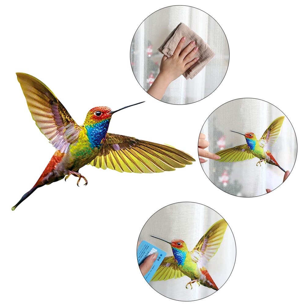 Hummingbird Sticker Glass Decal Electrostatic Glass Film Anti-Collision Window Cling To Prevent Bird Strikes Non Adhesive 6PCS