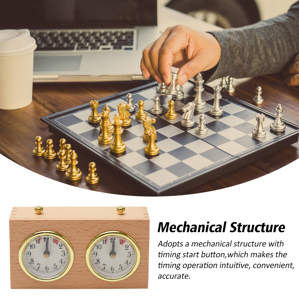 Tournament Countdown Mechanical Portable Analog Timing Tools Wooden Board Game Competition Compact Chess Clock Multifunction