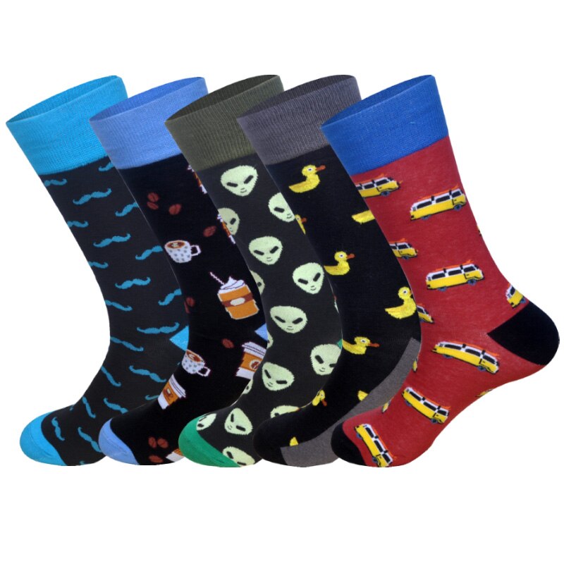 Nedenunder 5 par/parti efteråret ankom skateboarding sokker mænd kunst britishstyle streetwear hip hop calcetines: Lod f