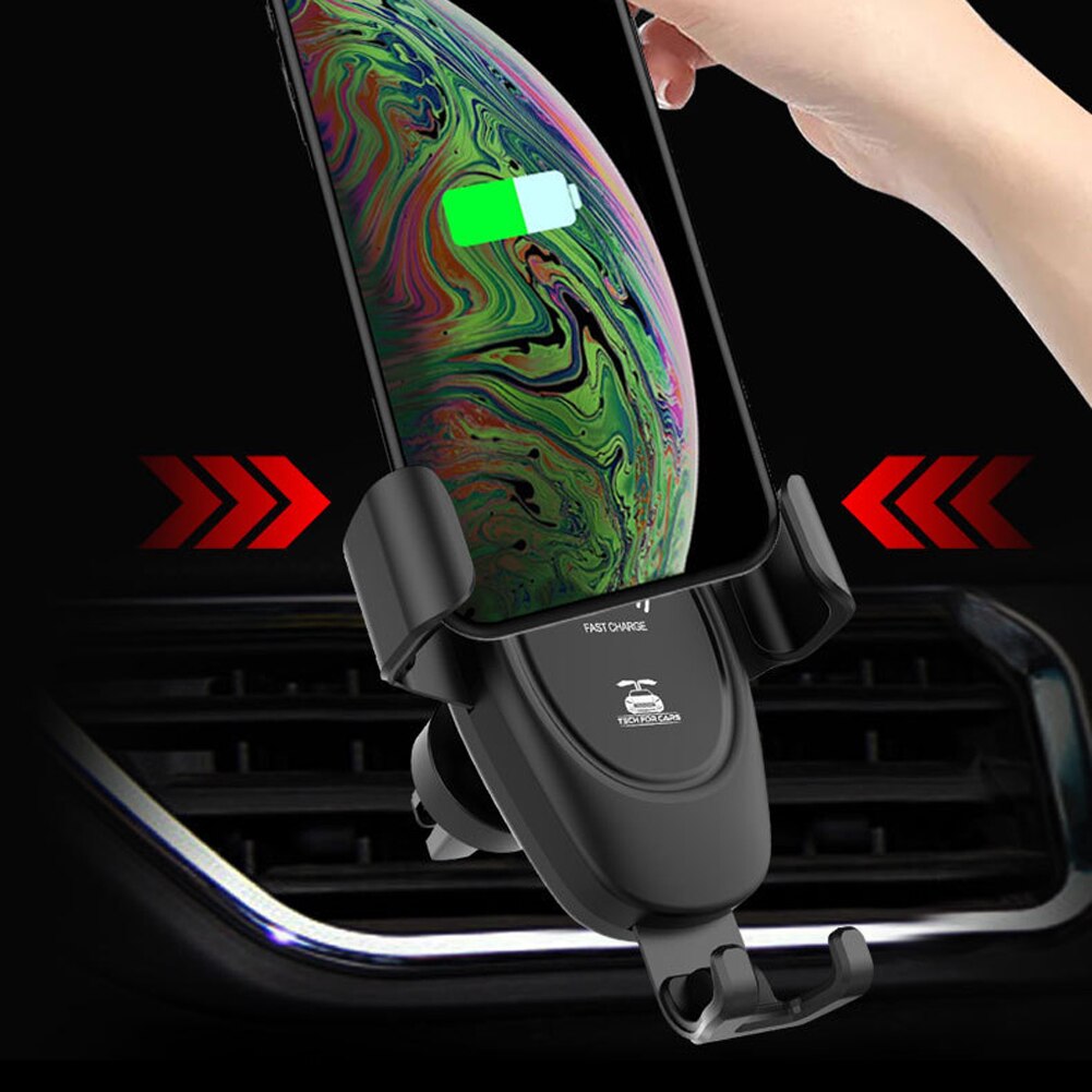 D12 Automatic Clamping Gravity Car Phone Holder 10W Qi Wireless Fast Car Charger for iPhone 11 Pro Max Huawei P30 Pro Samsung S9