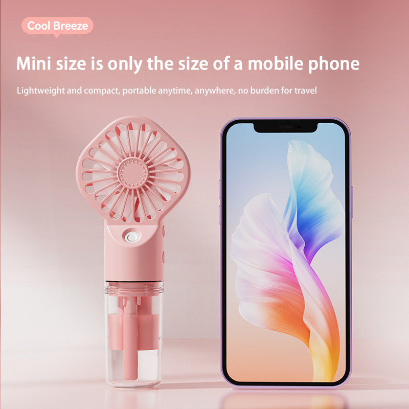 Xiaomi Tragbarer Luftbefeuchter-Ventilator, Mini-Hand-Nebelventilator, tragbarer wiederaufladbarer Handventilator mit Luftbefeuchter, Mini-Wassersprühventilator