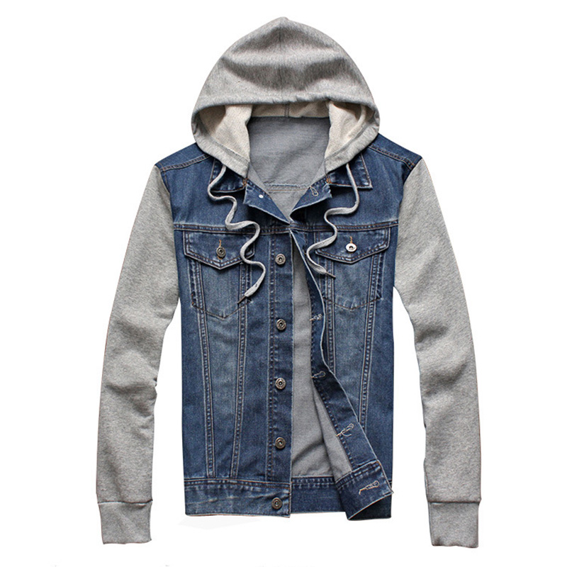 Jeans Jacke Jeansjacke Herren Kapuze Herren Denim Mit Kapuze