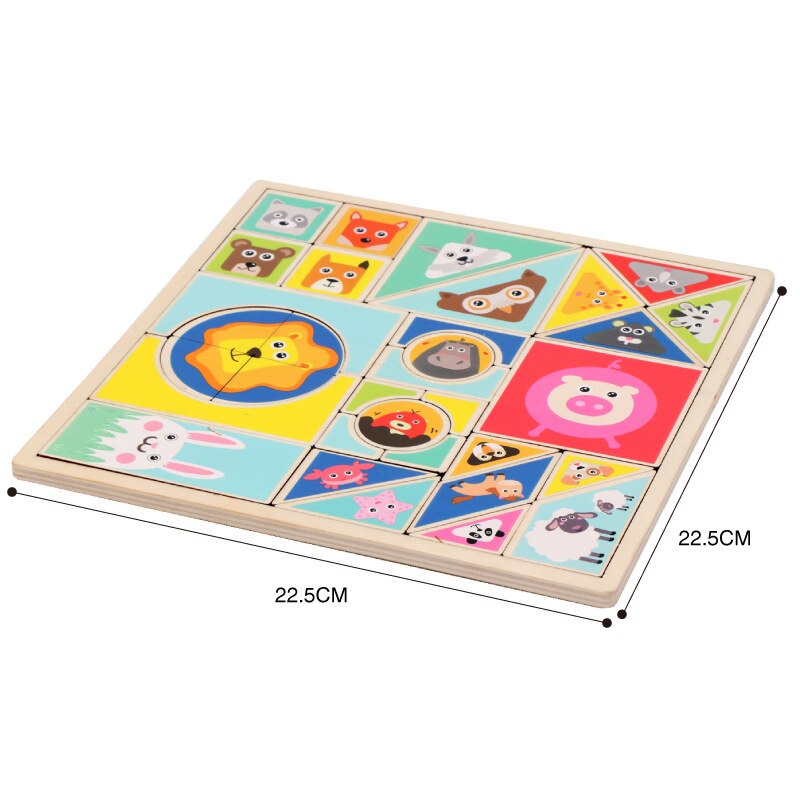 Cortoon Houten Puzzel 7 Stukken Van Gekleurde Developmental Toy Hout Chips Multi-Stijl Spelen Kinderen Puzzel Educatief Speelgoed