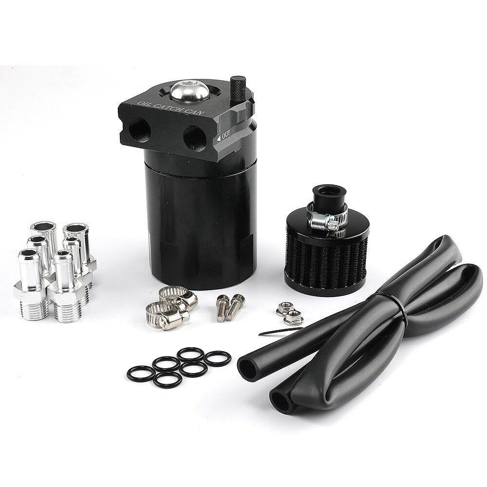 Oil Catch Reservoir Breather Can Tank Filter Kit With Drain Valve Aluminum Fuel Tank Can Oil Tank Catch: Item 2