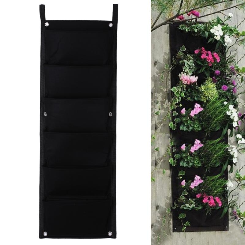 6 fickor blomkrukor vertikal kruka på väggen hängande filt trädgårdsväxter kruka inomhus kontor grönt fält växa containerpåsar