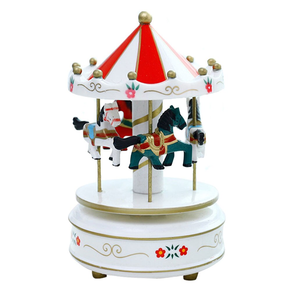 Romantic Carousel Horse Music Box Toy Artistic Wooden Carousel Music Boxes SMD66: Color 1
