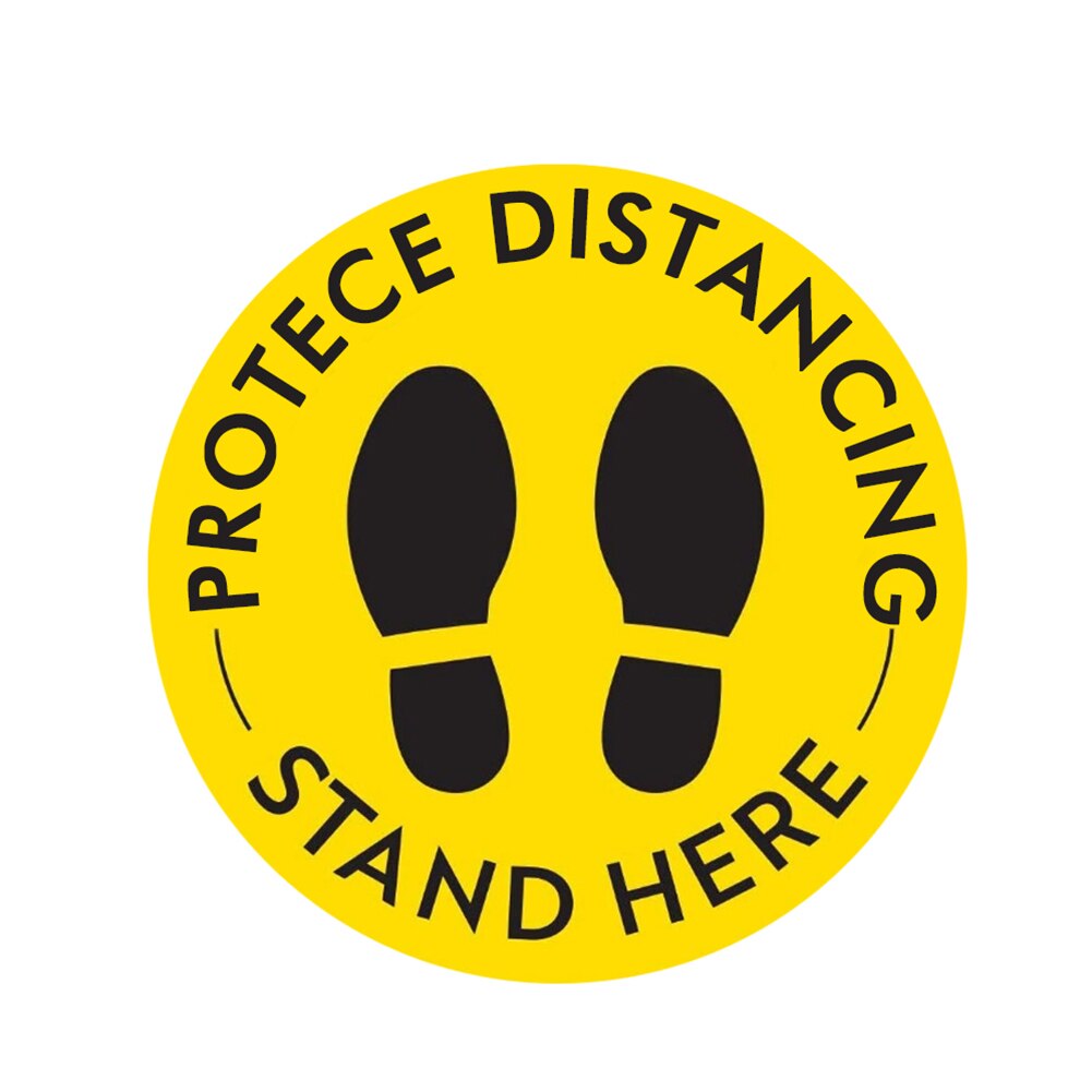 Anti-slip Outdoor Social Distancing Floor Decals Isolation Safety Public Places Ground Floor Sign Marker Round Sticker: B