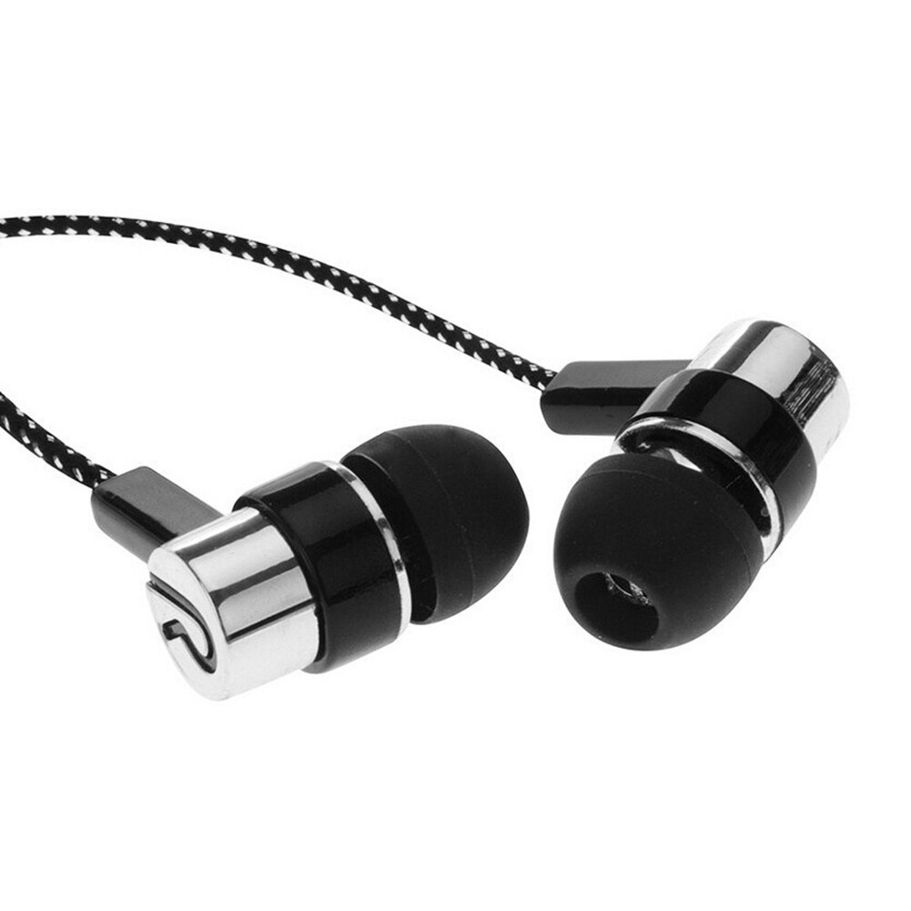 Portable Universal 3.5mm Braided Heavy Bass In-Ear Wired Music Earphone For Phone: Silver
