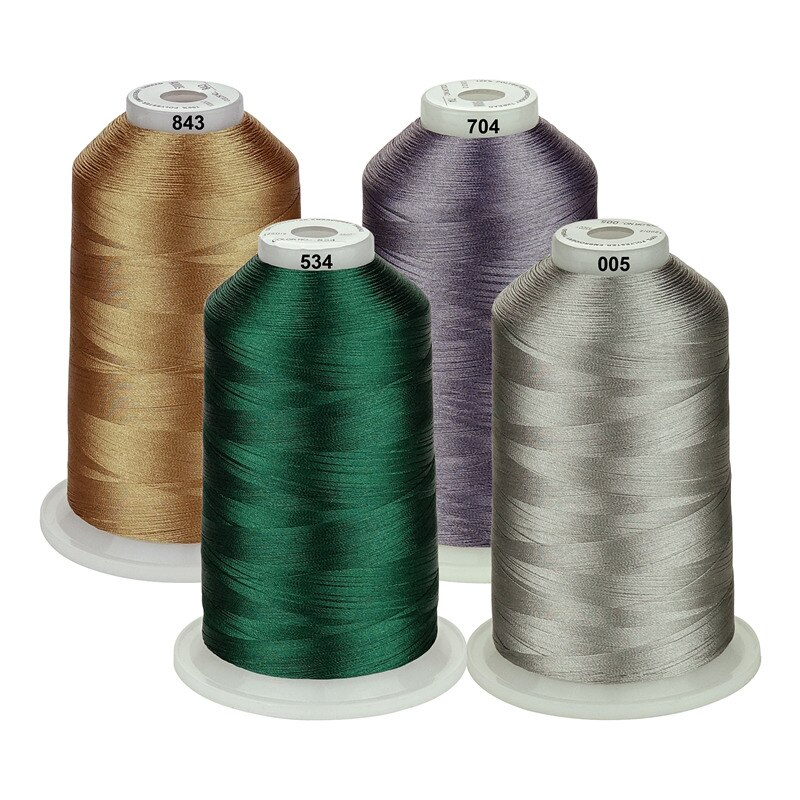 Simthread Embroidery Machine Thread 100% polyester HUGE Spool 5000 Meters 4 Colors Pack: Popular colors