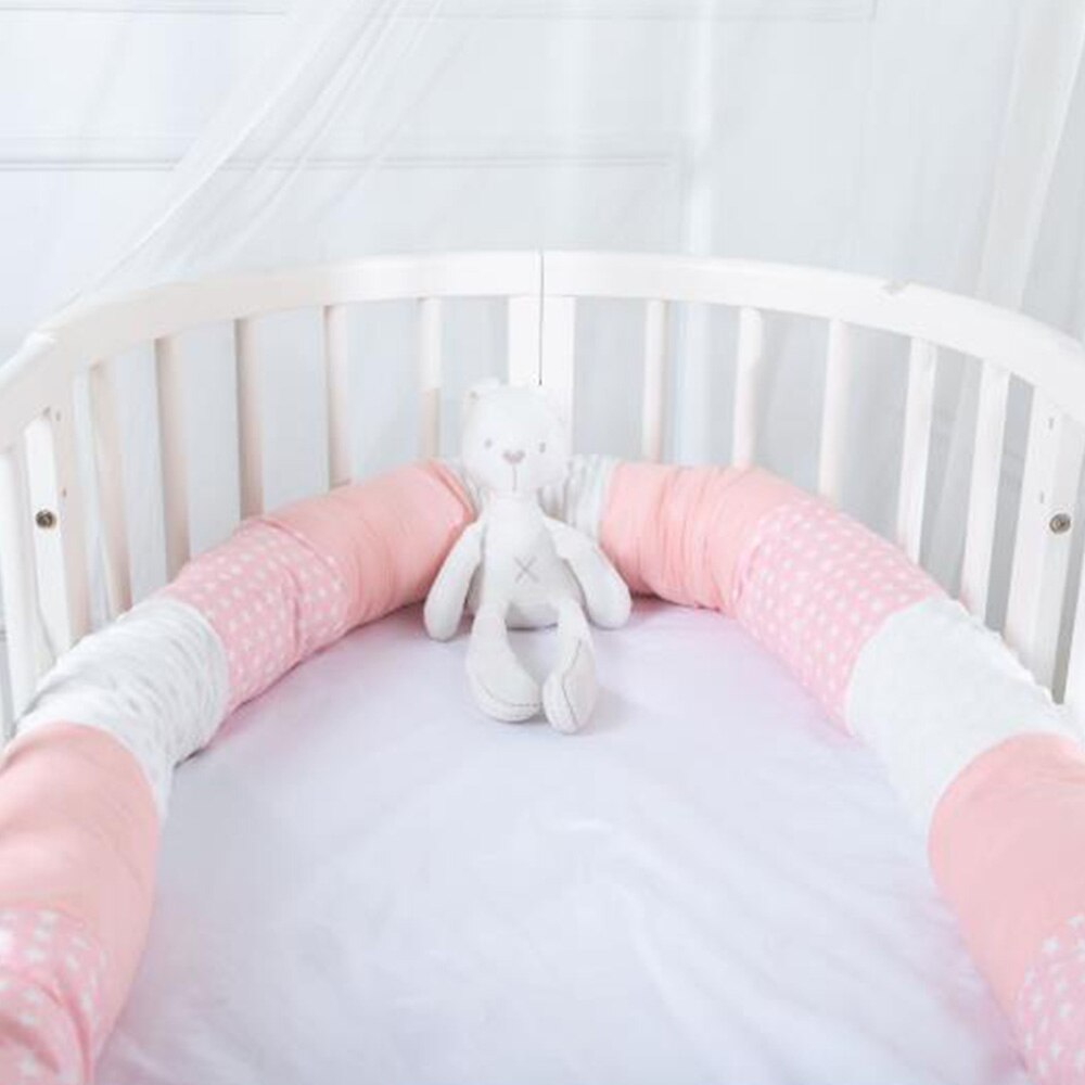 Cama de bebê Crib Bumper Seguro Longo Retalhos de Algodão Travesseiro Anti-collishion Almofada Sono Proteger Recém-nascidos Berço Infantil Room Decor