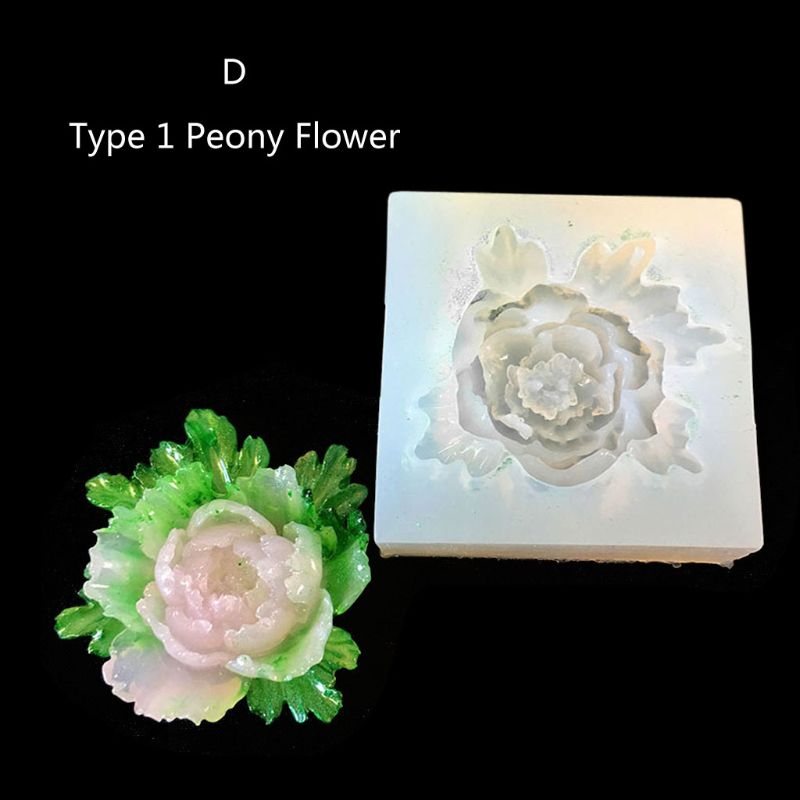 Moldes de silicona flor de loto para manualidades, accesorios de resina de Camelia, peonía, Margarita, herramientas de fabricación de Moldes de resina epoxi,: D