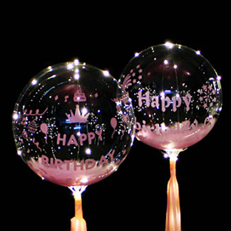 1pc adesivi per feste di buon compleanno per palloncini trasparenti trasparenti Bobo palloncini lettere decalcomanie forniture per feste di compleanno